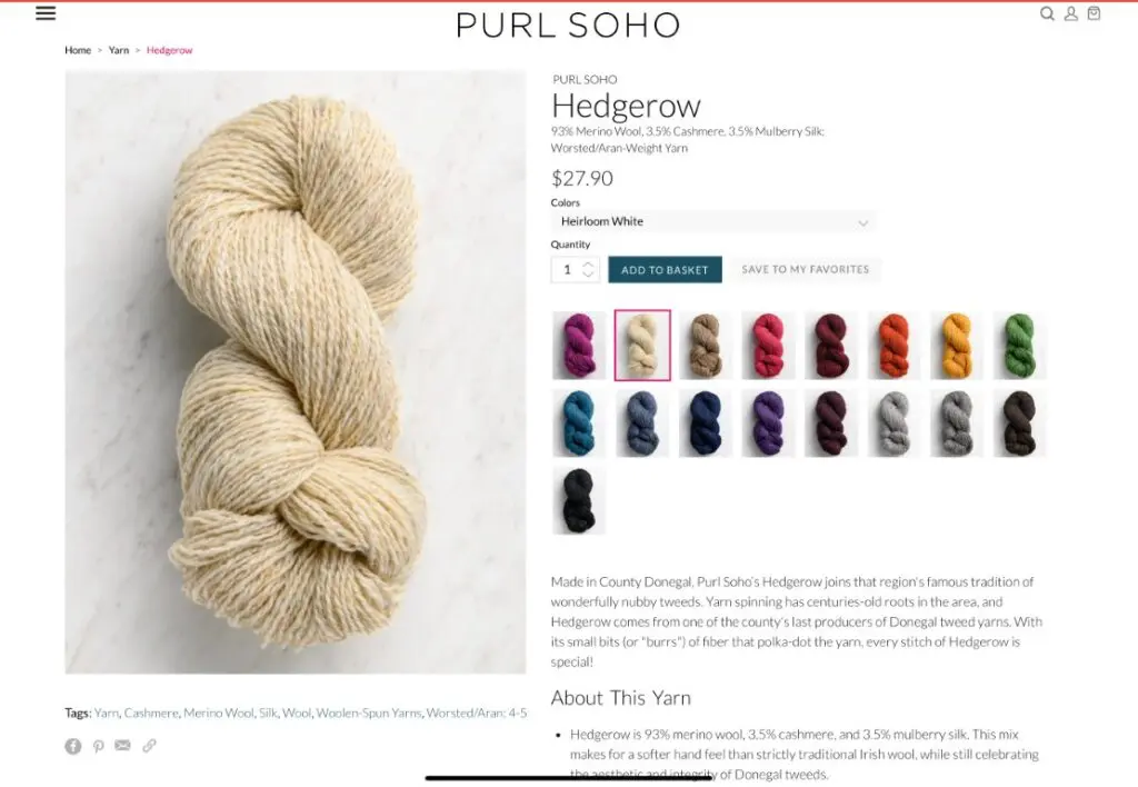 Purl SOHO yarn for ingrid slipover